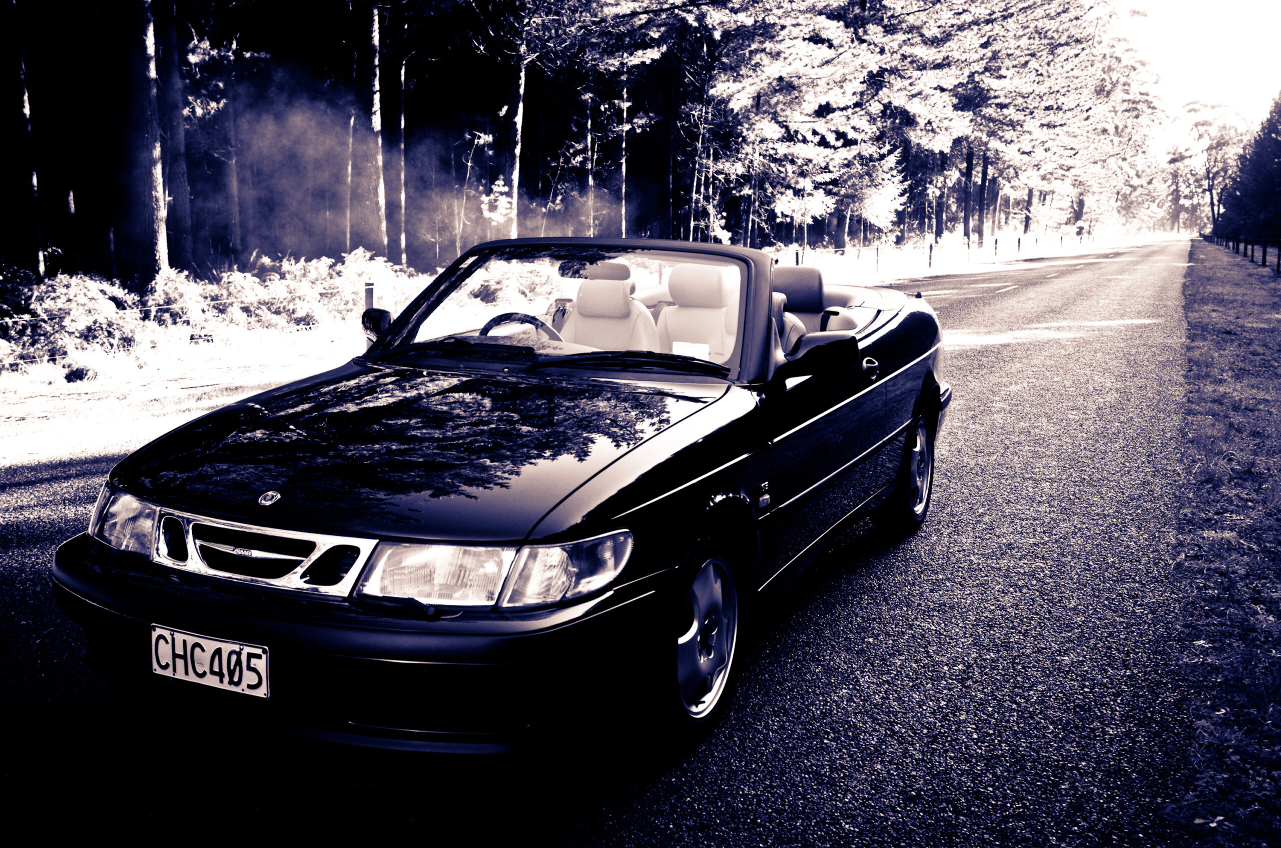 Saab 9-3 convertible car for hire, Christchurch, New Zealand