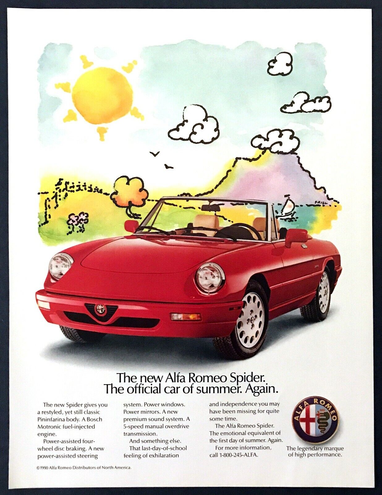 US advert for 1993 Alfa Romeo Spider as official car of summer again