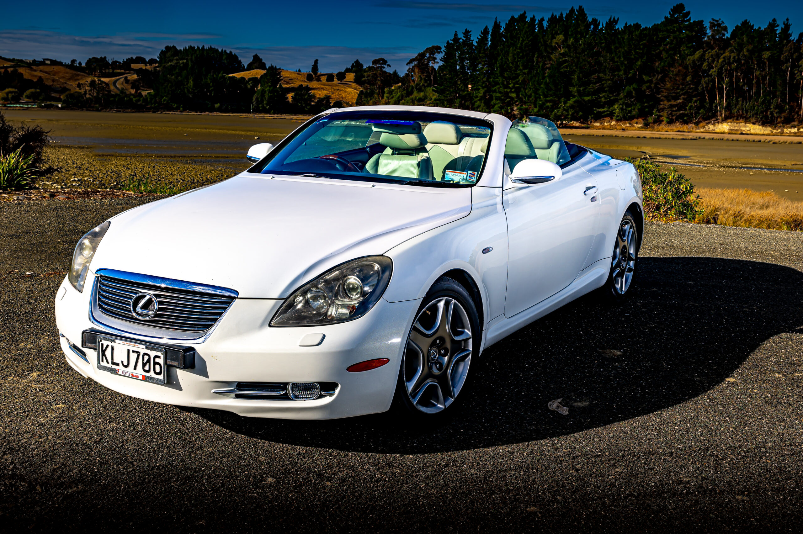 RentAClassics Lexus SC430 front three quarters roof down