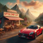 Mercedes SLK by Little Chef Roadside Cafe in New Zealand AI generated