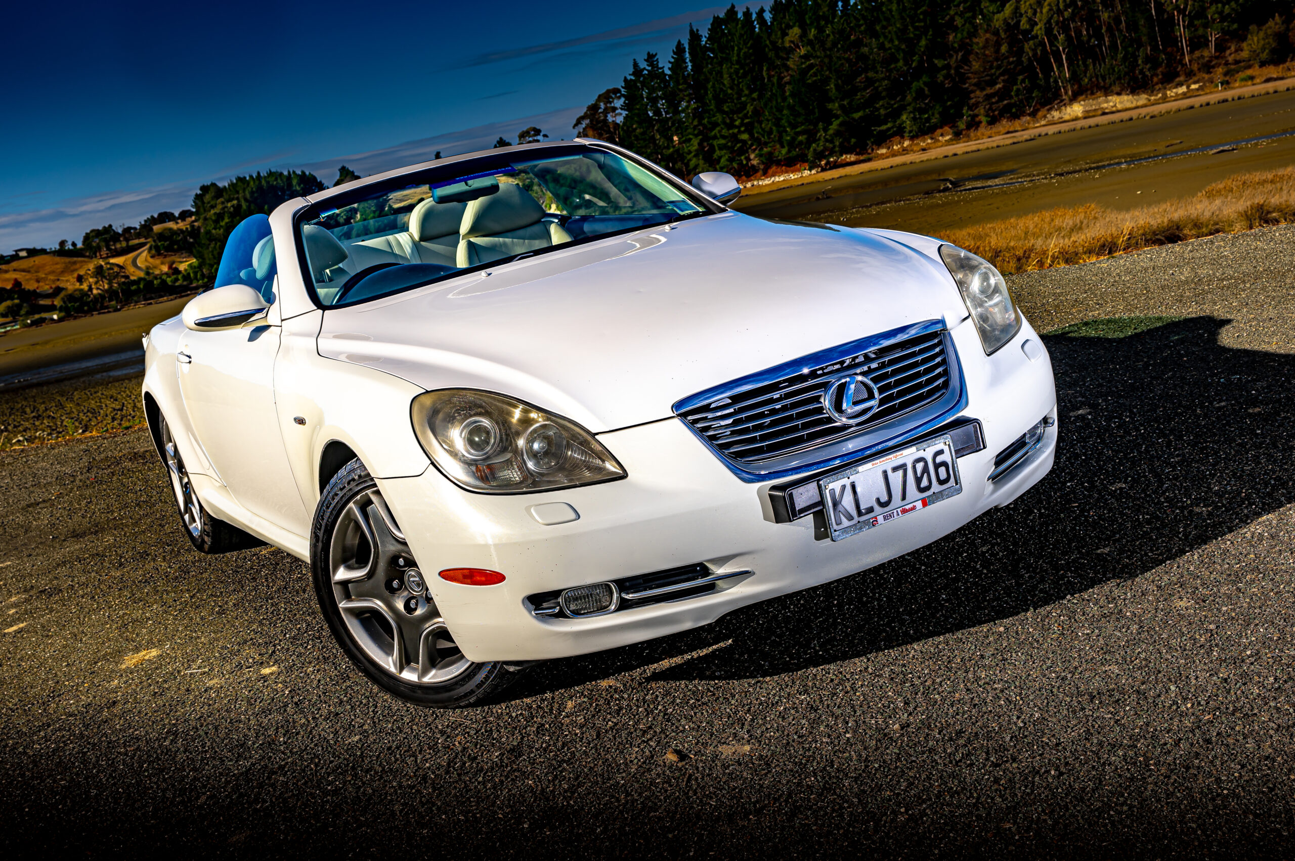 RentAClassics Lexus SC430 front on tilted angle
