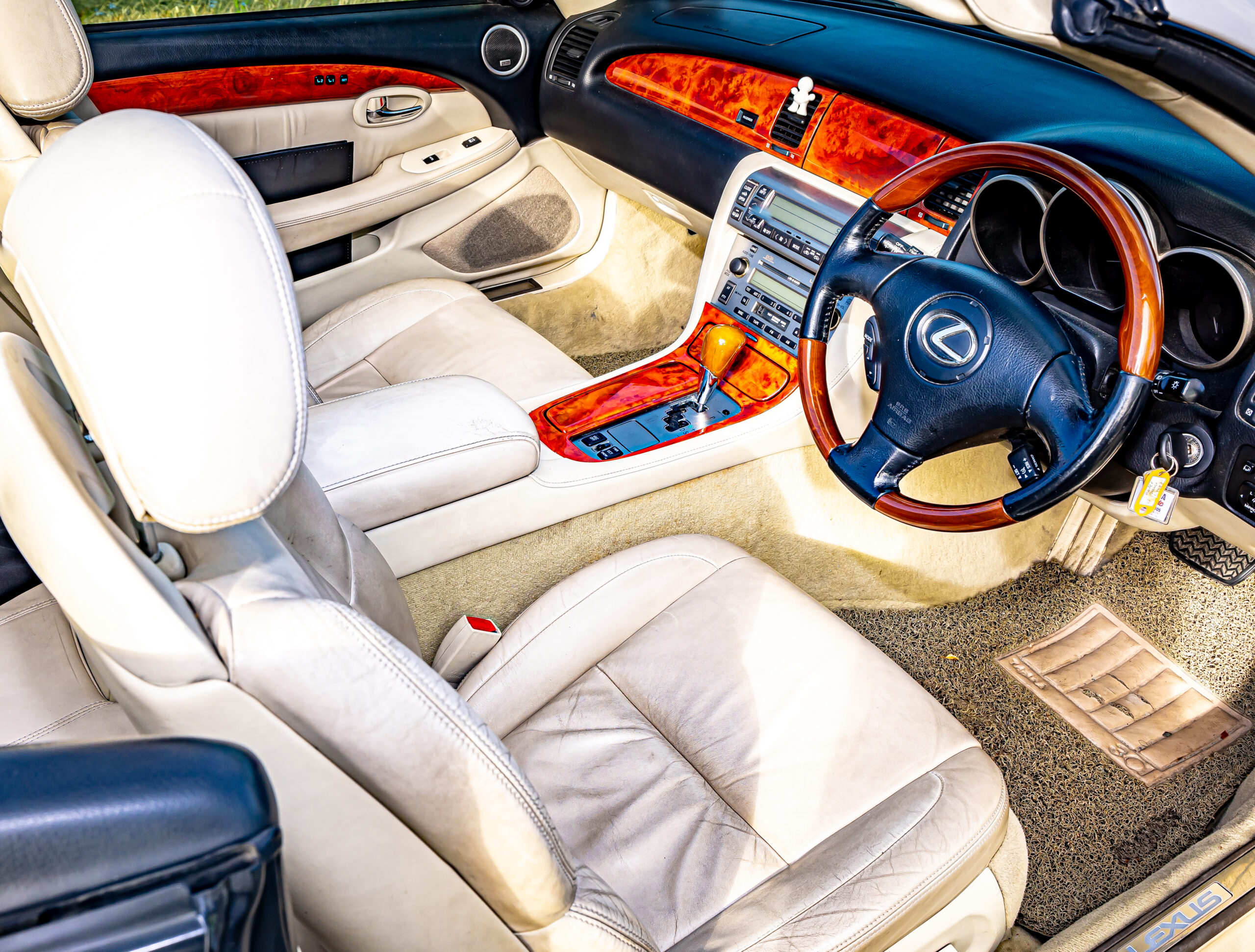 RentAClassics Lexus SC430 white leather interior